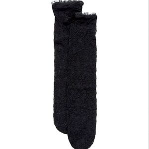 PacSun Black Lace Crew Socks, OneSize, Black.